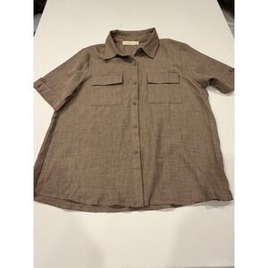Fair Haven Utility Shirt XL Safari Gorpcore Olive Brown Roll Sleeve Top